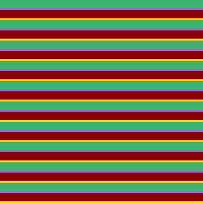 [ Thumbnail: Sea Green, Orchid, Dark Red, and Yellow Colored Lines Pattern Shower Curtain ]