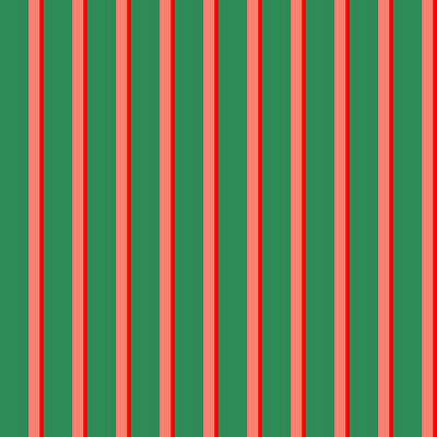 [ Thumbnail: Sea Green, Salmon, and Red Colored Striped/Lined Pattern Art Print ]
