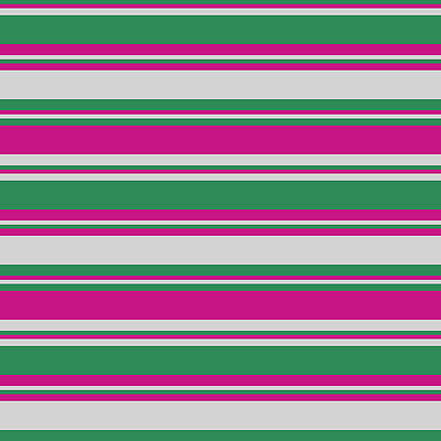 [ Thumbnail: Sea Green, Violet, and Light Gray Colored Stripes/Lines Pattern Metal Print ]