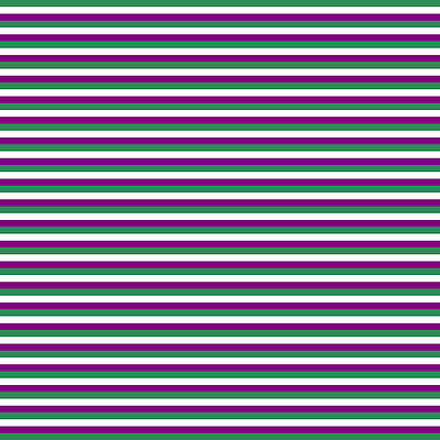 [ Thumbnail: Sea Green, White, and Purple Colored Lines Pattern Poster ]