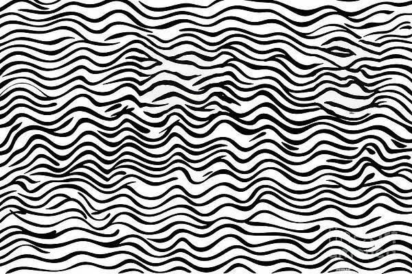Wall Art - Painting - Seamless Horizontal Squiggly Stripes Pattern Made Of Wonky Hand Drawn Black Ink Lines On Transparent Background Simple Abstract Blender Motif Texture In A Trendy Bold Whimsical Doodle Line Art Style by N Akkash
