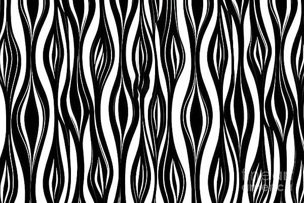 Wall Art - Painting - Seamless Teardrop Ogee Pinstripe Pattern Made Of Wonky Hand Drawn Black Ink Stripes On Transparent Background Simple Abstract Blender Motif Texture In A Trendy Bold Whimsical Doodle Line Art Style by N Akkash