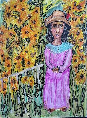 Woman in a Field of Flowers Painting