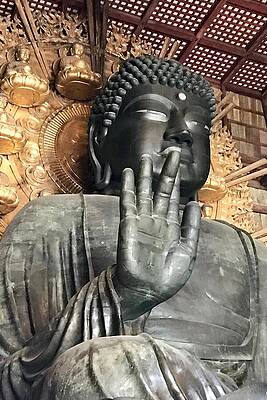 Serene Photograph - Serene Buddha Statue In Nara's Serene Buddha Statue In Nara's Todaiji Temple by Travel Essayist
