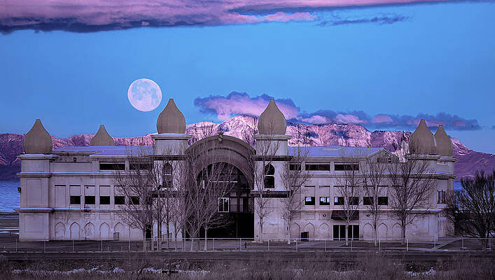 Setting Moon over the Great Saltair, Utah by Doug Sims Setting Moon over the Great Saltair, Utah by Doug Sims
