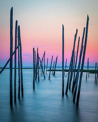Wall Art - Photograph - Seven Bridges Boat Pilings Sunset by Kristia Adams