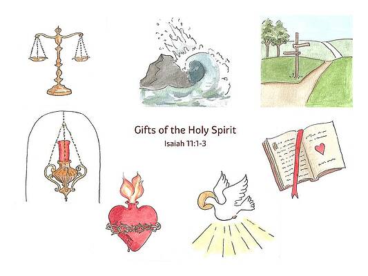  Painting - Seven Gifts of the Spirit - Color - Horizontal by Joan Bratt