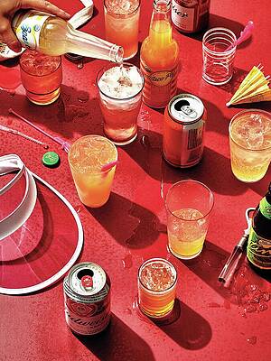 Wall Art - Photograph - Shandies on a Red Table by Alex Lau