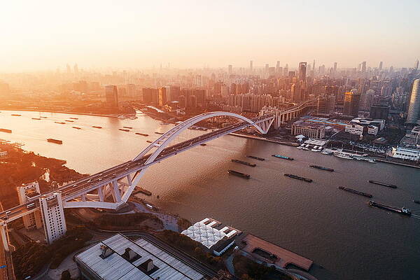 Shanghai Lupu Bridge aerial view by Songquan Deng Shanghai Lupu Bridge aerial view by Songquan Deng