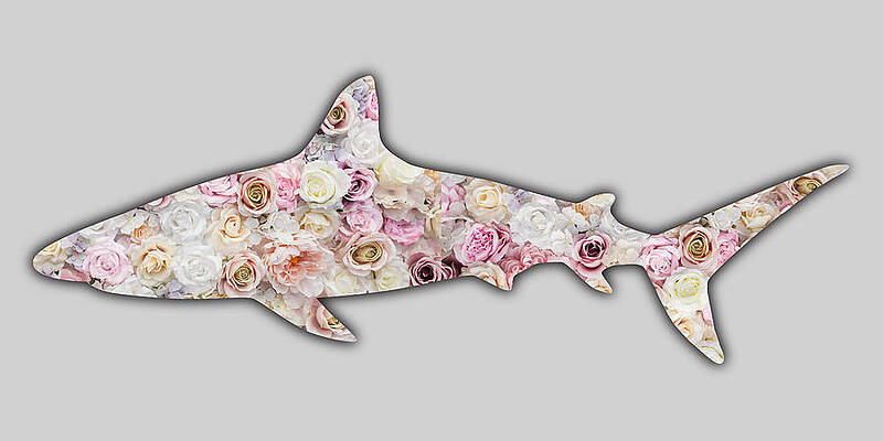 Wall Art - Painting - Shark Flower Floral T-Shirt by Tony Rubino