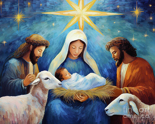 Nativity Scene with Baby Jesus Wall Art