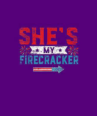 Wall Art - Drawing - She's My Firecracker His And Hers 4th July Matching Couples T-Shirt by Ngo Ngoc