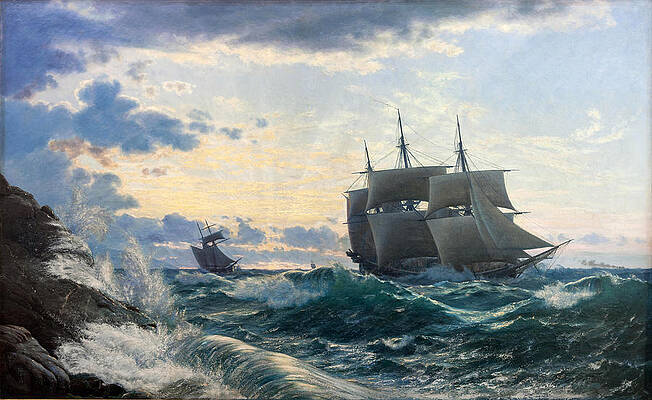 Ships in the Morning after a Storm, Seeing Land Print by Carl Rasmussen