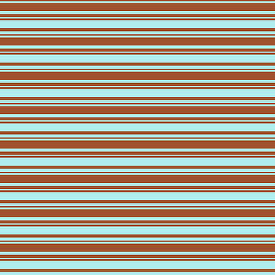 [ Thumbnail: Sienna and Turquoise Colored Lined/Striped Pattern Metal Print ]