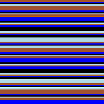 [ Thumbnail: Sienna, Blue, Black, and Light Blue Colored Stripes Pattern Wood Print ]