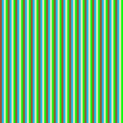 [ Thumbnail: Sienna, Deep Sky Blue, Beige, and Lime Colored Striped Pattern Acrylic Print ]