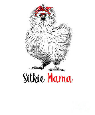 Silkie Mom Adorable Silkies Chicken Illustration Digital Art by