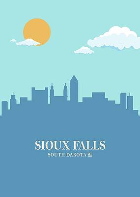 Wall Art - Digital Art - Sioux Falls City Skyline Bluesky by Ahmad Nusyirwan