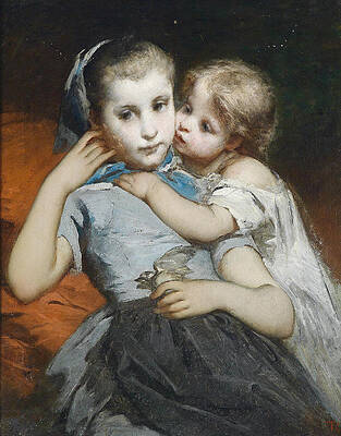 Sisters Print by Attributed to Thomas Couture