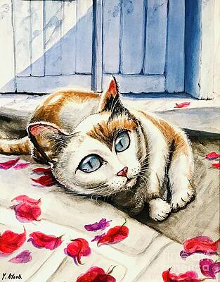 Skiathos cat with Blue eyes by Yvonne Ayoub Skiathos cat with Blue eyes by Yvonne Ayoub
