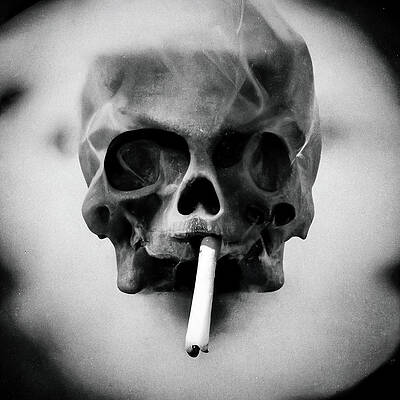 Skull is smoking a cigarette 02 by Matthias Hauser Skull is smoking a cigarette 02 by Matthias Hauser