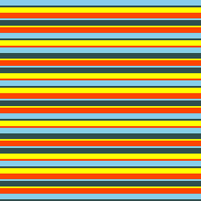 [ Thumbnail: Sky Blue, Dark Slate Gray, Yellow, and Red Colored Striped/Lined Pattern Poster ]