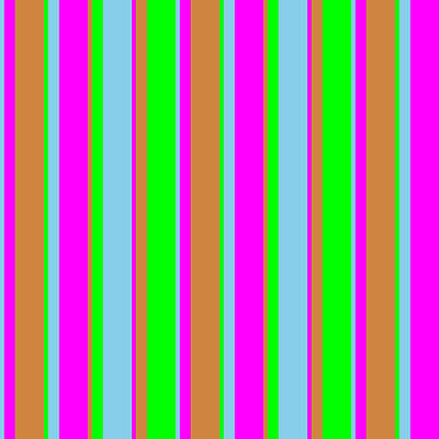 [ Thumbnail: Sky Blue, Fuchsia, Light Brown, and Lime Colored Pattern of Stripes Acrylic Print ]