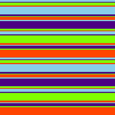 [ Thumbnail: Sky Blue, Indigo, Chartreuse, and Red Colored Striped/Lined Pattern Shower Curtain ]