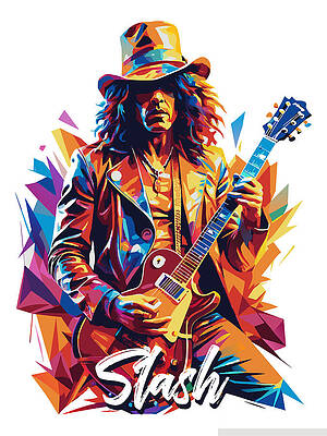 Wall Art - Digital Art - Slash, GNR #2 in WPAP Pop Art by Vector Artnesia