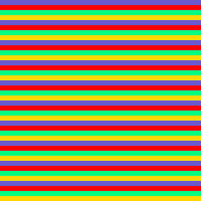 [ Thumbnail: Slate Blue, Red, Green, and Yellow Colored Pattern of Stripes Acrylic Print ]