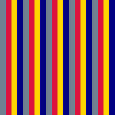 [ Thumbnail: Slate Gray, Crimson, Yellow, and Blue Colored Stripes Pattern Duvet Cover ]
