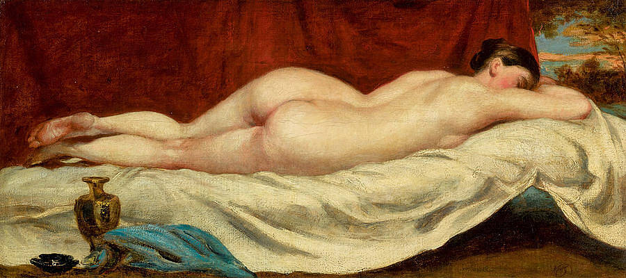Sleeping female nude Print by William Etty
