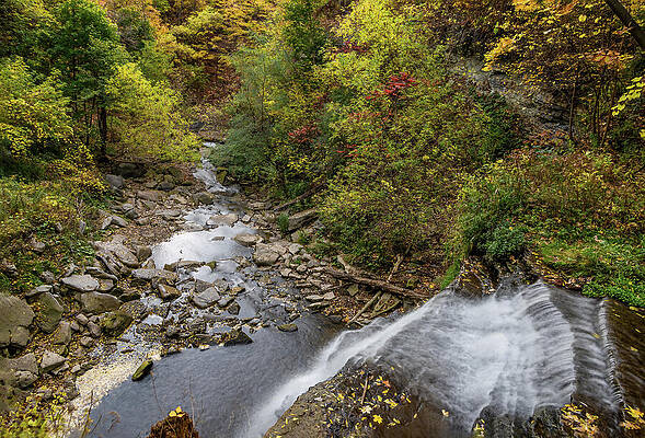 Serene Autumn Waterfall View Wall Art