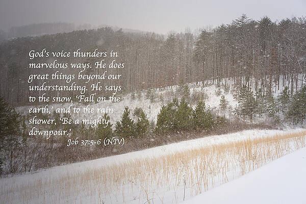 Wall Art - Photograph - Snow in the Foothills with Scripture by Joni Eskridge