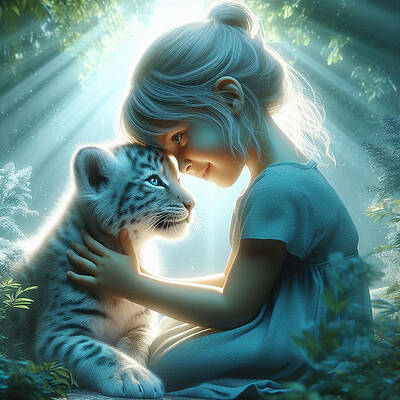 Wall Art - Digital Art - Snow Leopard Love by Angela Brunson