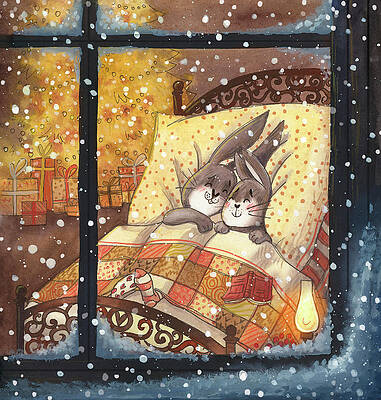 Wall Art - Drawing - Christmas time - Snowfall by Ema Malyauka
