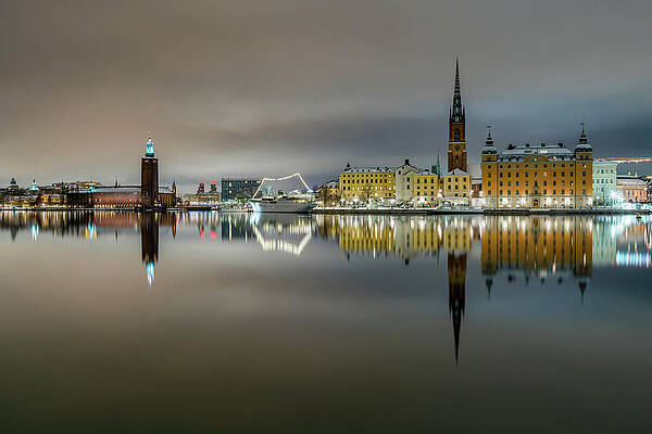 Snowy Stockholm City Hall and Riddarholmen reflection with clouds by Dejan Kostic Snowy Stockholm City Hall and Riddarholmen reflection with clouds by Dejan Kostic