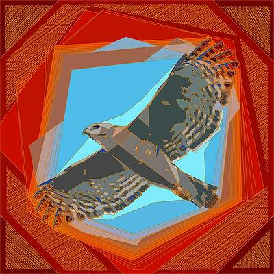 Wall Art - Mixed Media - Soaring abstract hawk by David McKinney