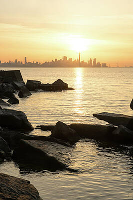Soft Gold and Rough Rocks - Brilliant Sunrise Right Above Toronto CN Tower by Georgia Mizuleva Soft Gold and Rough Rocks - Brilliant Sunrise Right Above Toronto CN Tower by Georgia Mizuleva
