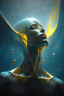  Digital Art - Solitude and Serenity, A Digital Portrait of a Meditative Man by A Fachtali