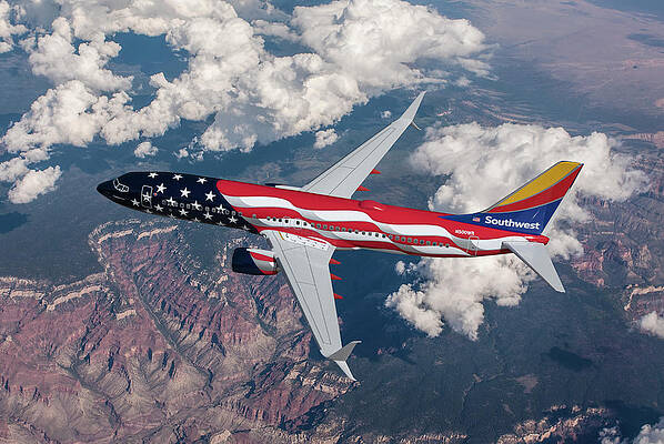 Wall Art - Mixed Media - Southwest Airlines Freedom One over the Grand Canyon by Erik Simonsen