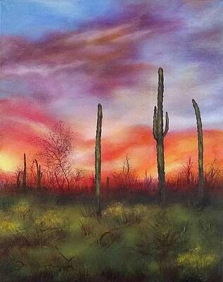 Desert Painting Arizona Original Art 8 by 12 Southwest Artwork Tucson Sunset Wall Art by AnnaSoulArt