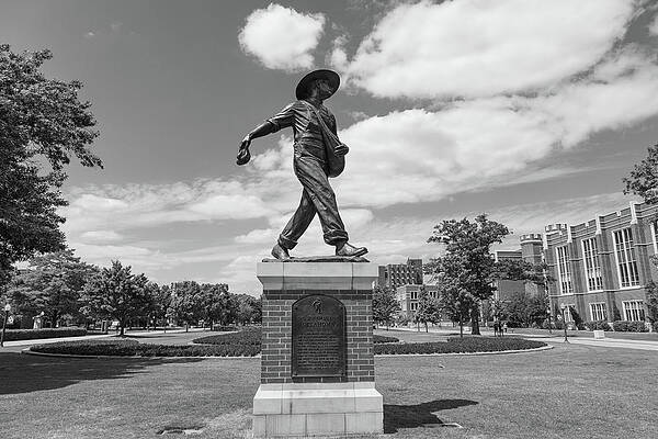 Wall Art - Photograph - Sower Statue on the campus of the University of Oklahoma in black and white by Eldon McGraw