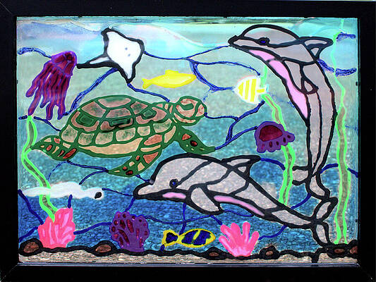 Wall Art - Painting - Stained Glass Ocean by Angela Brunson