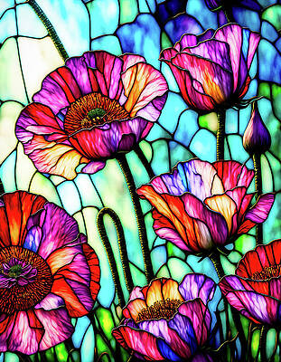 Stained Glass Poppies Painting by Mindy Sommers - Fine Art America
