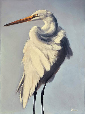 Wall Art - Painting - Standing Egret by Linda Pearce