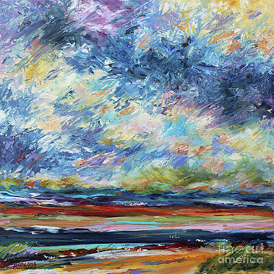 Seascape oil painting palette knife art abstract park Painting by Nataliya  Chernienko