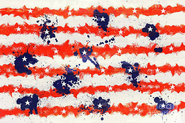 Wall Art - Painting - Stars and stripes by Delphimages Flag Creations