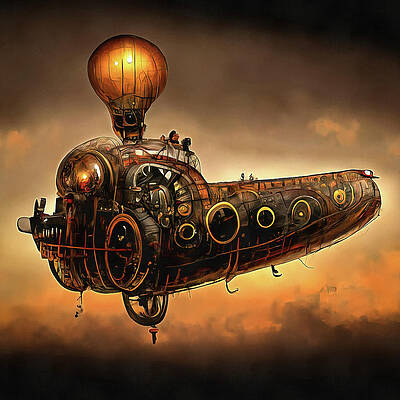 Wall Art - Digital Art - Steampunk Zeppelin 01 by Matthias Hauser
