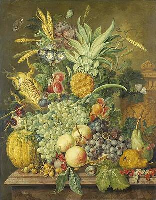 Wall Art - Drawing - Still Life with Fruit  art by Jacobus Linthorst Dutch